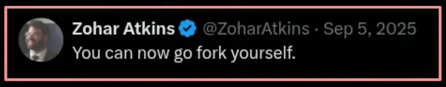 Tweet: You can now go fork yourself.